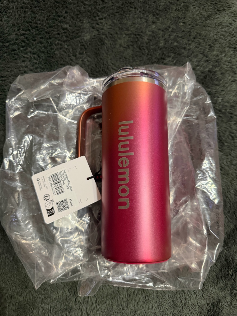 lululemon athletica Pink to Orange Gradient Insulated Bottle with Handle